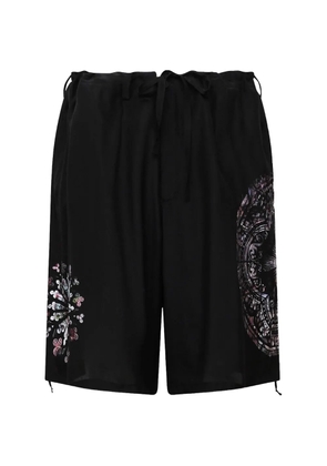 Yohji Yamamoto graphic-print drawstring shorts - Black