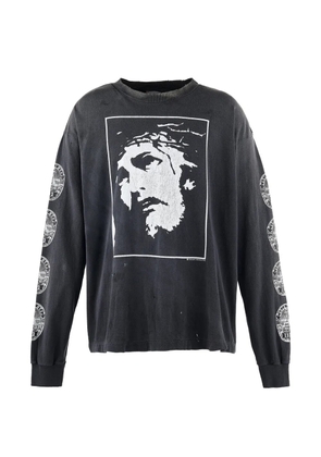 SAINT MXXXXXX graphic-print long-sleeve T-shirt - Black