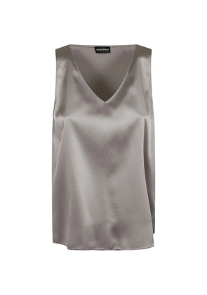 Emporio Armani silk V-neck top - Grey