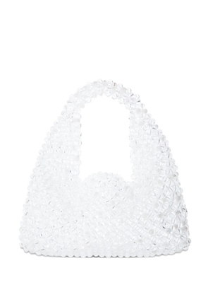 0711 Jodie beaded tote bag - White