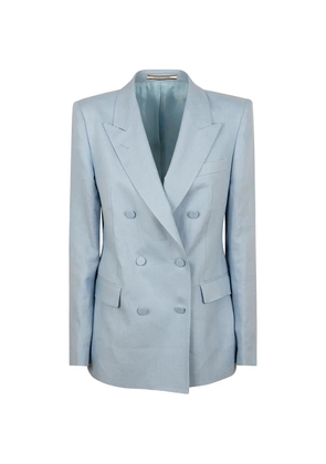 Tagliatore double-breasted linen jacket - Blue