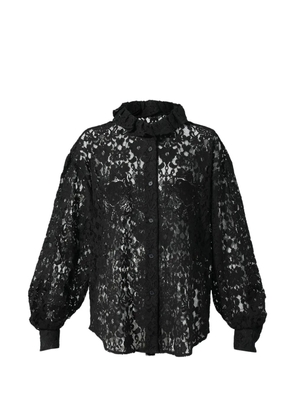 pushBUTTON ruffled-collar lace blouse - Black
