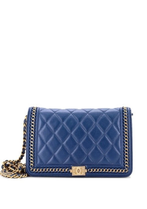 CHANEL Pre-Owned Chain Around Boy Wallet on Chain Quilted Lambskin shoulder bag - Blue