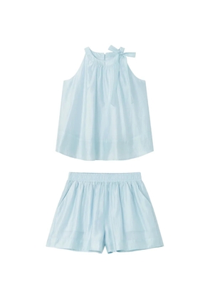 b+ab bow-detail sleeveless blouse and shorts set - Blue