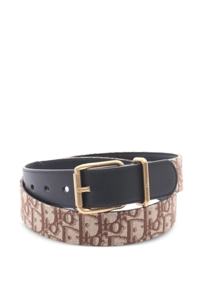 Christian Dior Pre-Owned Oblique leather-trim belt - Black