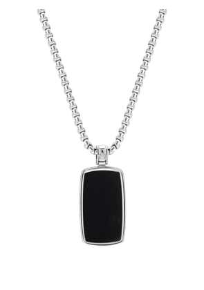 Nialaya Jewelry onyx dog-tag necklace - Silver
