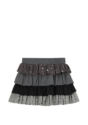 Mini Cream star-print tiered mini skirt - Grey
