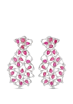 Valente Milano ruby and diamond openwork earrings - Silver