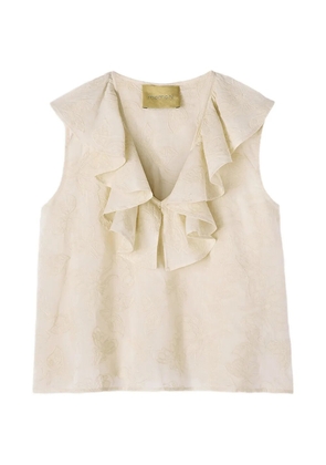 MOMONÌ embroidered ruffled top - White