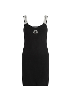 Philipp Plein strass hexagon tank dress - Black