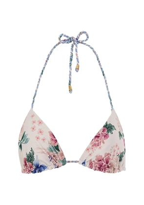 Agua Bendita Tammy floral-print braided-strap bikini top - White