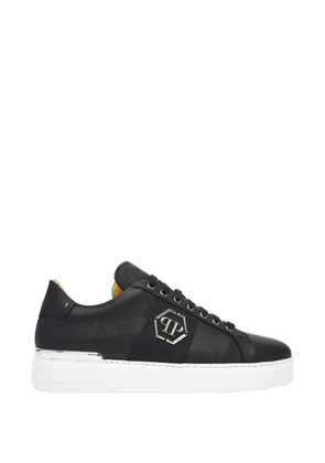 Philipp Plein monogram-embossed leather sneakers - Black