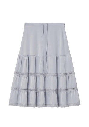 b+ab lace-trim tiered midi skirt - Blue
