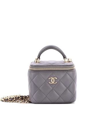 CHANEL Pre-Owned Classic Top Handle Vanity Case with Chain Quilted Lambskin Mini crossbody bag - Grey