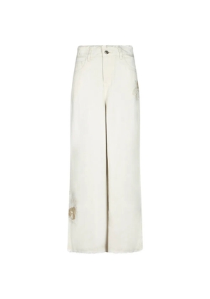 Hui Hui sequin-embellished frayed jeans - White