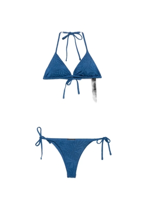 Emporio Armani floral-jacquard triangle bikini - Blue