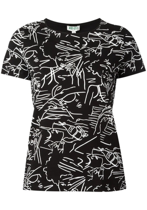 Kenzo contrast sketch face T-shirt - Black