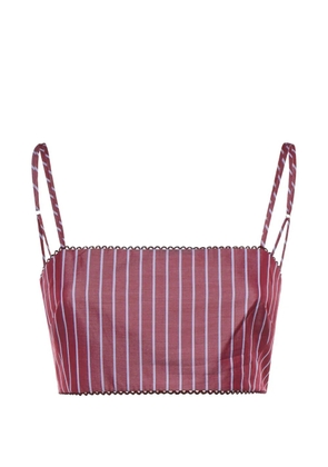 THE ANDAMANE striped scalloped-trim top - Purple