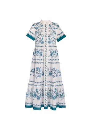 ERDEM botanical-print tiered maxi shirt-dress - White