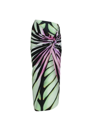 Roberto Cavalli Ray Of Sea butterfly-print knot-detail sarong - Green