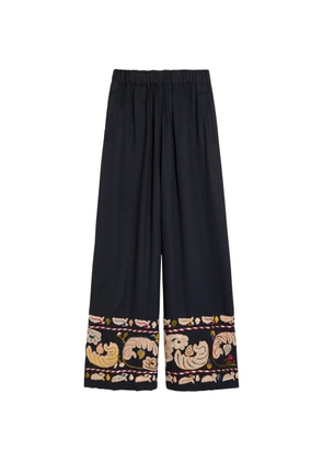 BODE embroidered wide-leg trousers - Blue