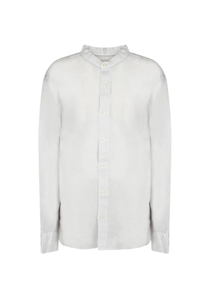 120% Lino band-collar long-sleeve shirt - White