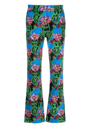 La DoubleJ floral-print flared trousers - Green