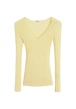 Jil Sander ribbed V-neck top - Yellow