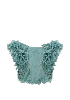 MARMAR HALIM ruffled sleeveless cape - Green