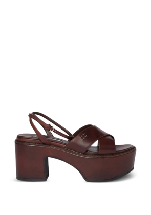 Miu Miu leather platform sandals - Brown