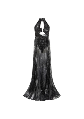 Philipp Plein Zodiac-print halterneck dress - Black