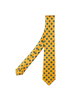 Kiton floral-print silk tie - Yellow