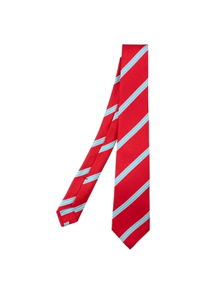 Kiton diagonal-stripe silk tie - Red
