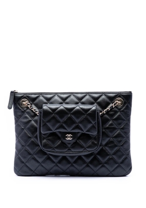CHANEL Pre-Owned 2019 CC Quilted Lambskin Pouch with Mini Flap Purse clutch bag - Black