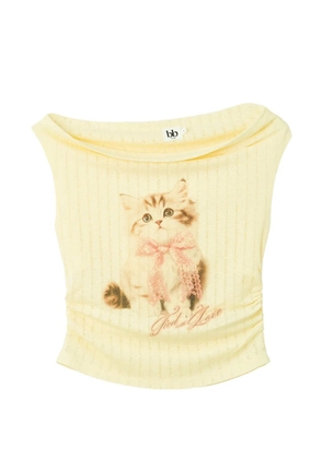 b+ab graphic-print ruched T-shirt - Yellow