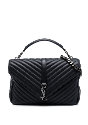 Saint Laurent Pre-Owned 2016 Large Sheepskin Chevron Monogram Monochrome College Bag satchel - Black