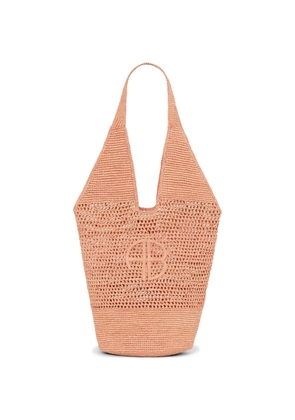 ANINE BING Leah logo-patch raffia tote bag - Orange