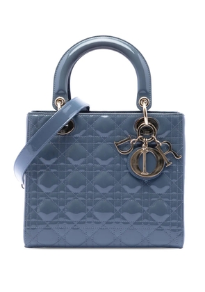 Christian Dior Pre-Owned 2020 Medium Patent Cannage Lady Dior satchel - Blue