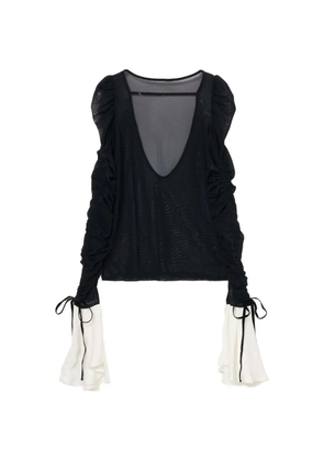 Tanaka Daisuke ruched sheer-mesh blouse - Black