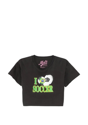 Melt graphic-print cropped T-shirt - Grey