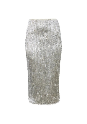 Aknvas Tao sequin-embellished fringed midi skirt - Silver