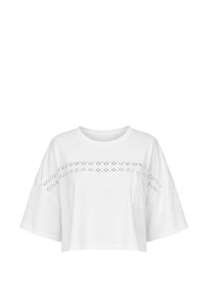 LoveShackFancy broderie-anglaise cropped T-shirt - White