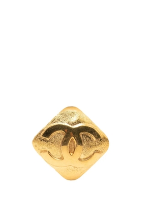 CHANEL Pre-Owned 1980-1990 CC Gold Plated Diamond Brooch costume brooch