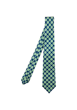 Kiton geometric-print tie - Blue
