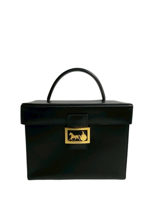 Celine Pre-Owned 1997 Leather Logo Carriage Top Handle Bag vanity bag - Black