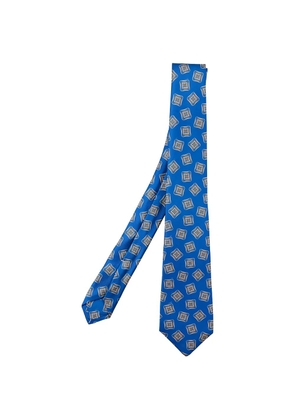 Kiton geometric-print silk tie - Blue