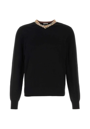 Burberry check-trim V-neck sweater - Black