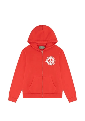 Denim Tears logo-print zip-up hoodie - Red