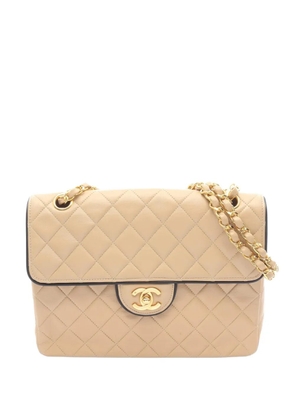 CHANEL Pre-Owned 1989-1991 matelassé single flap shoulder bag - Neutrals