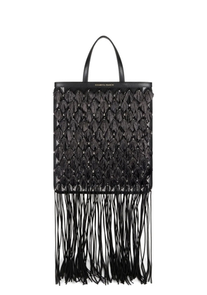 Elisabetta Franchi fringed tote bag - Black